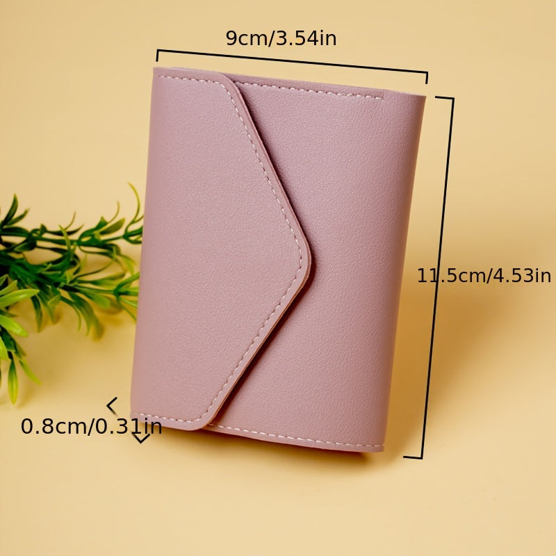 Lightweight 3-Fold PU Wallet for Girls and Adults with Zipper Closure and Slip Pocket