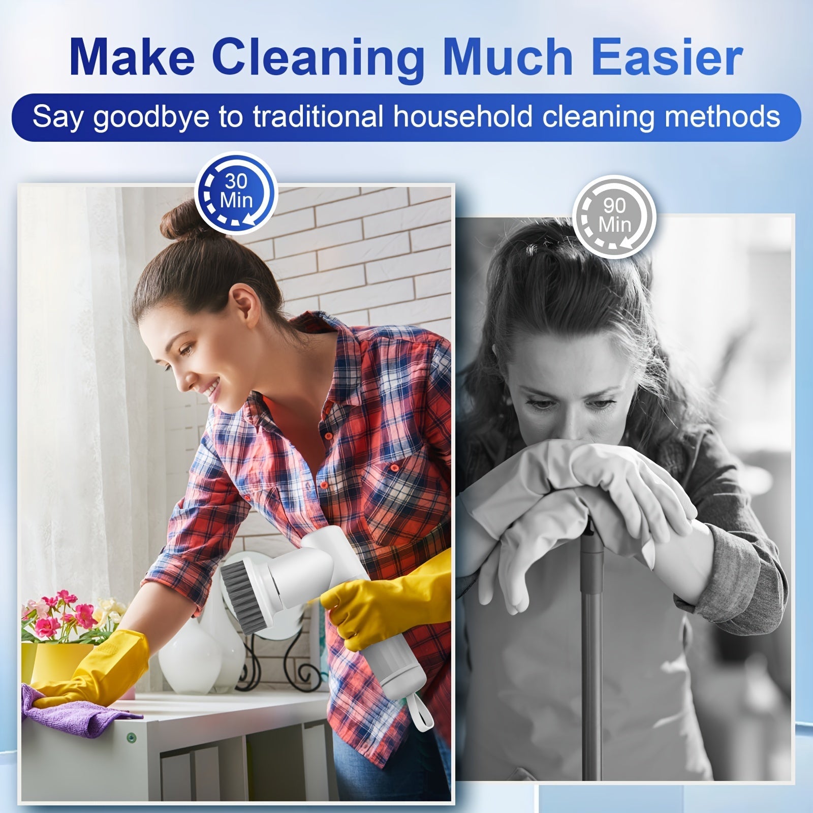 Electric Silicone Scrubber Brush for Kitchen Bathroom Tiles USB Powered Durable