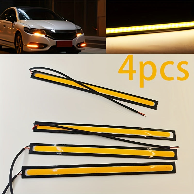 Car LED Light Bars Set of 4 17cm Ultra-Thin COB Bright Lights for Motorcycles