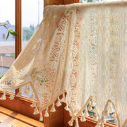 Bohemian Style Half Curtain with Tassels for Living Room Bedroom Kitchen Bathroom