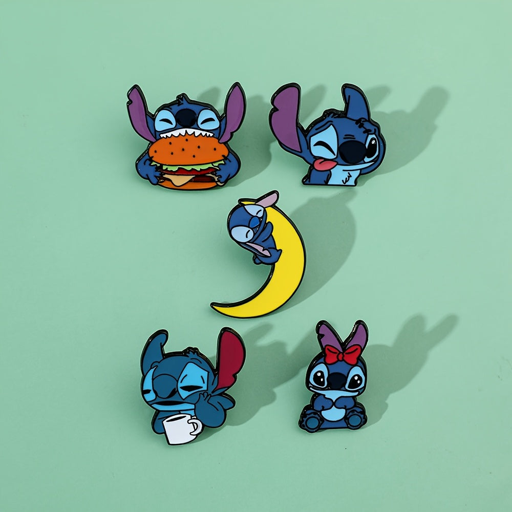 Set of 8 Cartoon Animal Enamel Pins for Backpacks and Clothing Cute Brooch Badges for Gifts