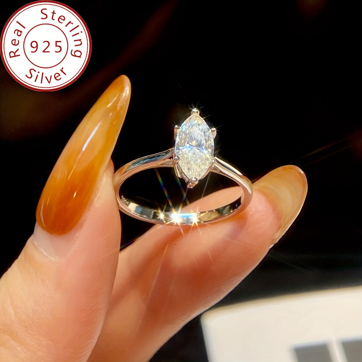 Moissanite Engagement Ring for Women 1CT Sterling Silver Wedding Jewelry