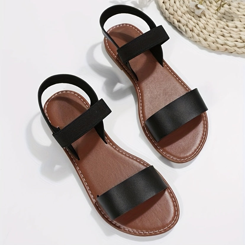 Women's PVC Flat Sandals Casual Ankle Strap Minimalist Outdoor Shoes