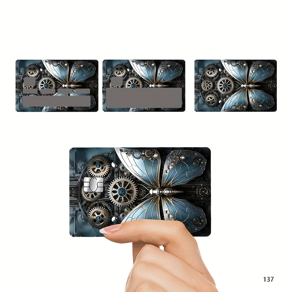 Set of 4 Waterproof PVC Butterfly Credit Card Protectors with Glamorous Designs