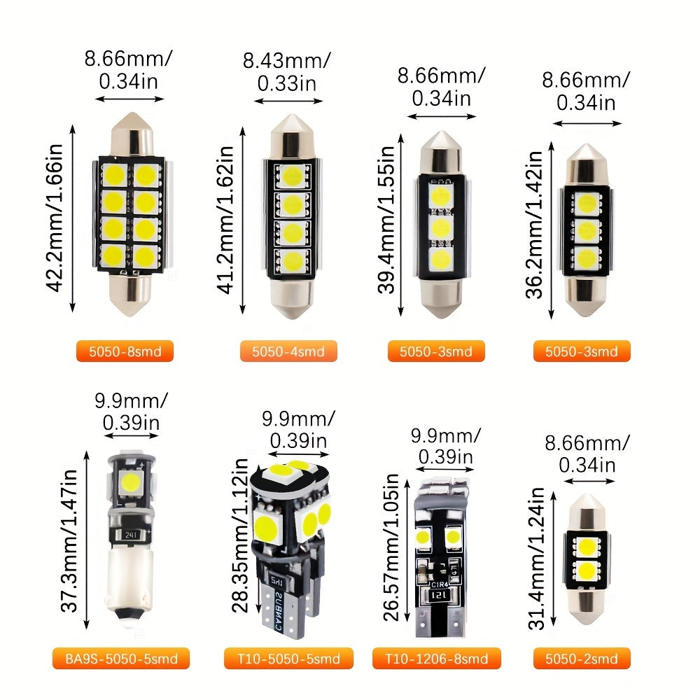 23Pcs Bombillas LED blancas T10 W5W para interior, luz de mapa y domo, 6000K