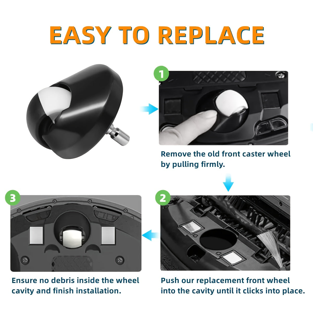 Silicone Replacement Wheels for Robot Vacuums, Non-Slip, Compatible with 500-900 Series