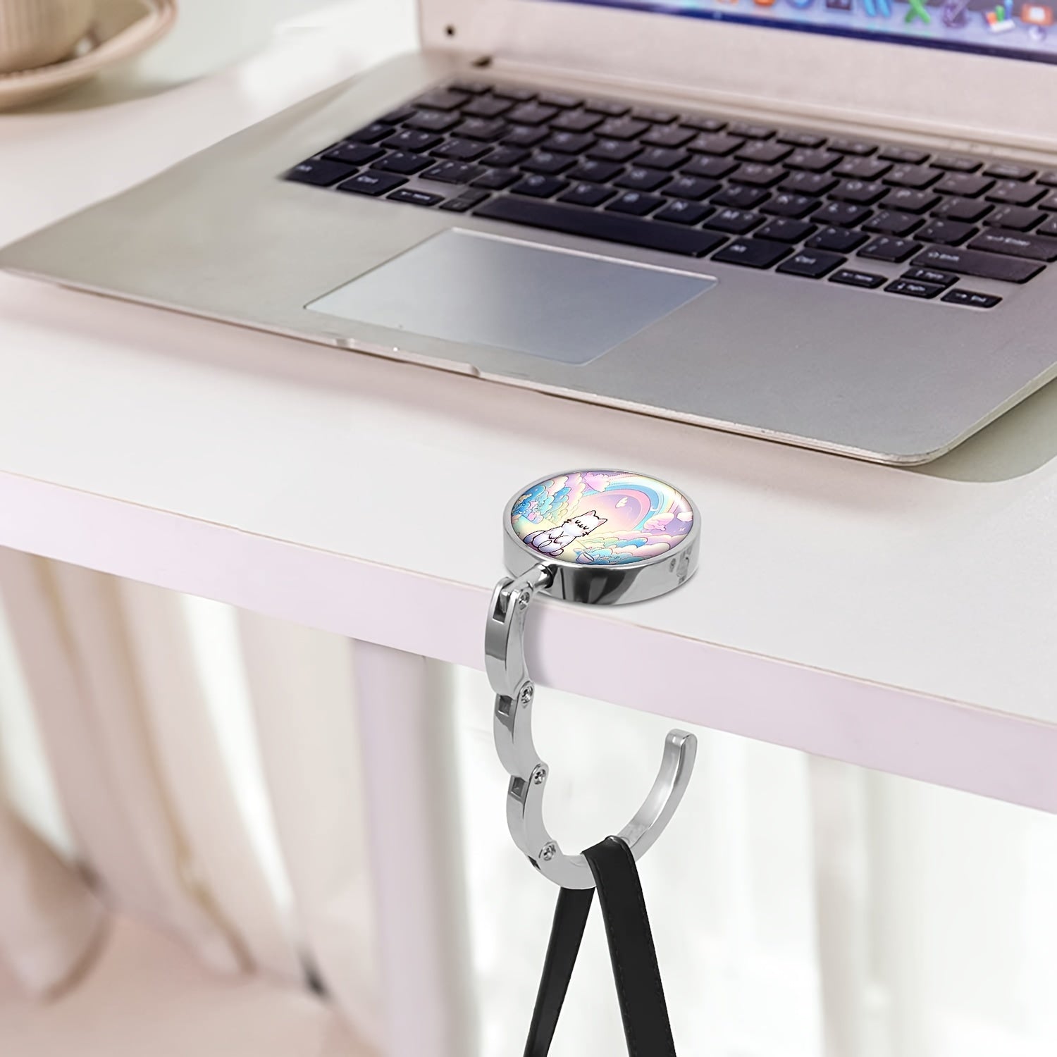 Kawaii Foldable Purse Hook for Travel Handbag Hanger Stylish Cat Design