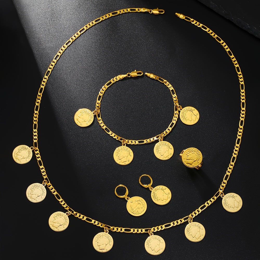 Vintage Boho Ayol Zargarlik To'plami: Zanjir, marjon va bilaguzukni o'z ichiga oladi. 18K oltin qoplama va mis asosida tayyorlangan. Partiyalar va bayramlar uchun mukammal.