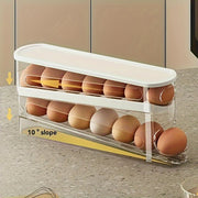 Caja de almacenamiento de huevos con ruedas y ahorro de espacio, organizador de plástico para nevera