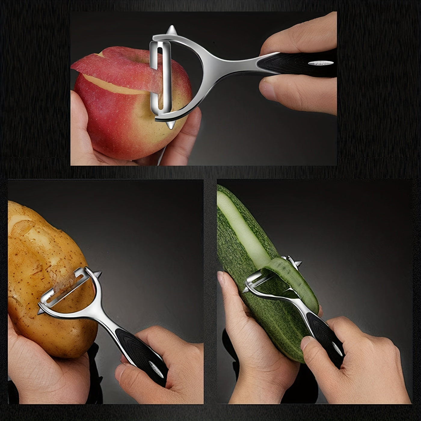 Set of 2 Stainless Steel Vegetable and Fruit Peelers with Non-Slip Handles