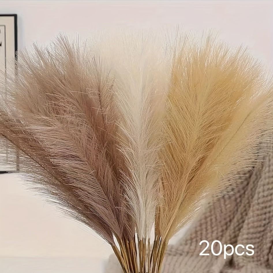 Set of 20 Artificial Pampas Grass Stems for Home Decor Weddings and Holidays