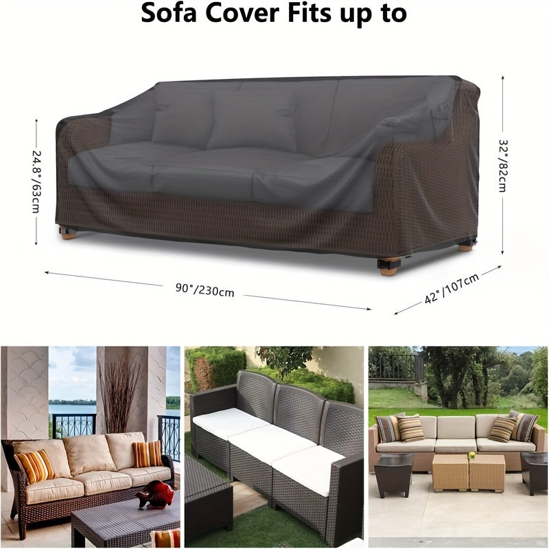 600D Heavy Duty Outdoor Patio Sofa Cover for 3-Seater Black