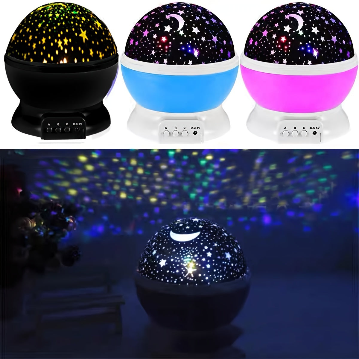 Colorful Rotating Starry Sky Projection Light for Romantic Bedroom Atmosphere