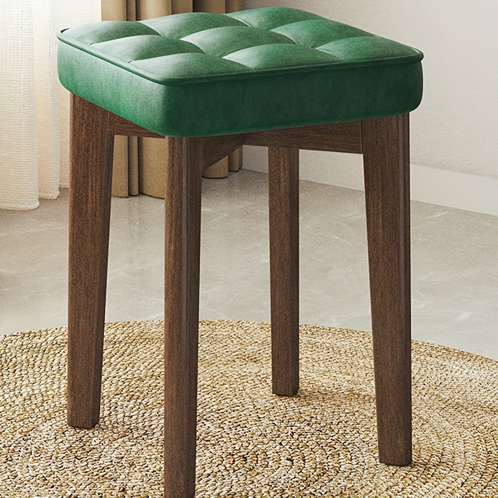 Taburete de comedor tapizado de madera maciza, sin brazos, sin respaldo, apilable, para el hogar