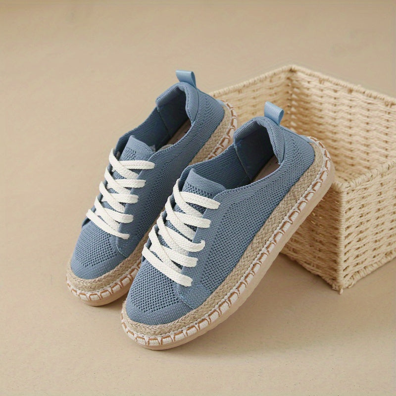 Women's Canvas Sneakers Beige Round Toe Lace-Up All-Season Comfort