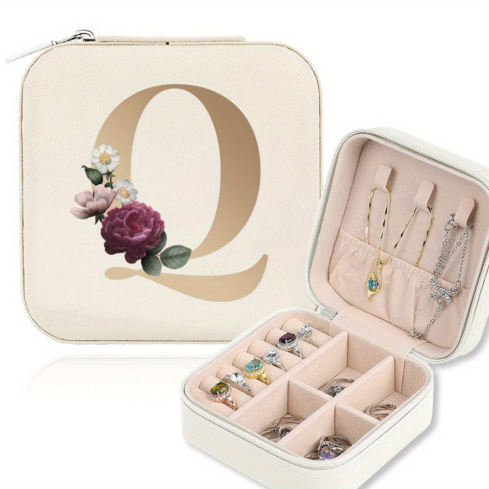Mini Portable Zipper Jewelry Storage Box for Rings Necklaces and Studs