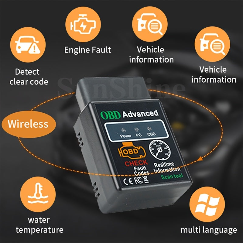 беспроводной сканер OBD2 для автомобиля, считыватель кодов, диагностический инструмент для определения неисправностей двигателя