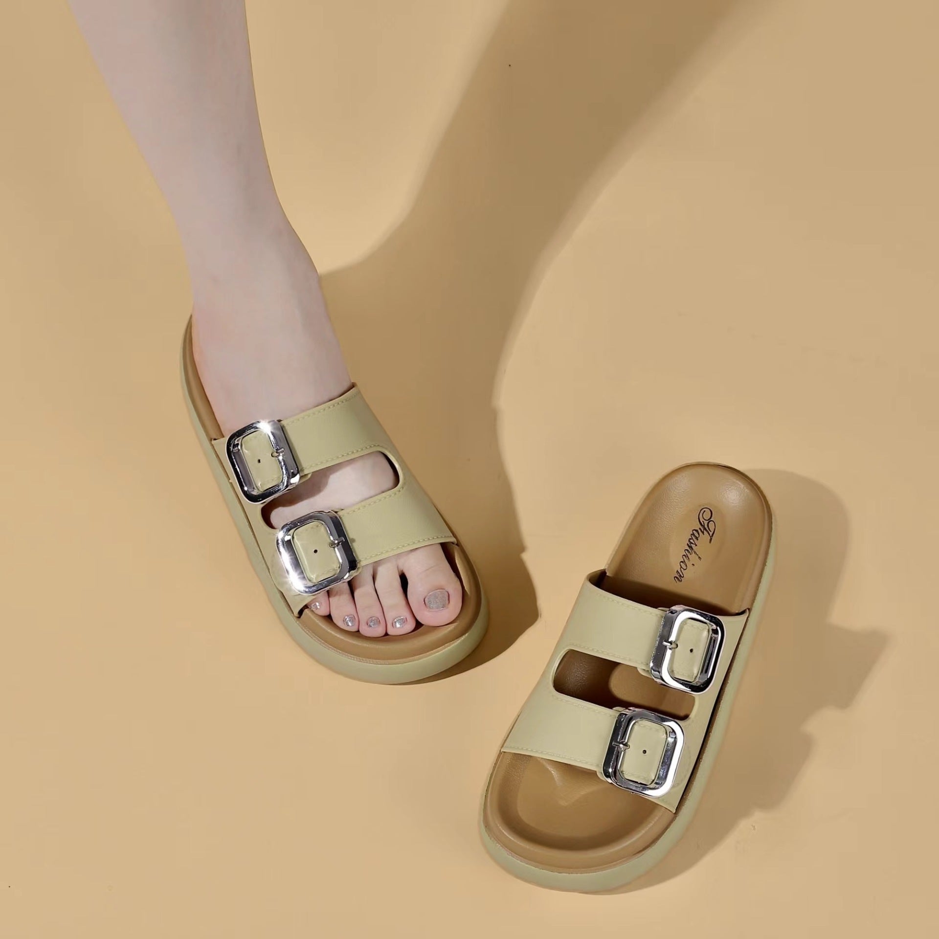 Women's Summer Flat Sandals Trendy Open Toe Slip-On Casual Shoes