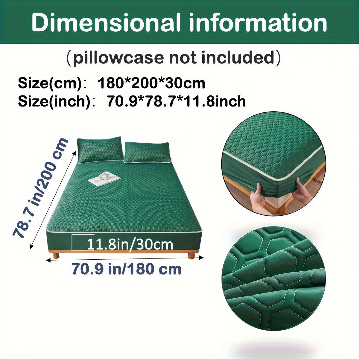 Muz his-tuyg'usi dizayni bilan Lateks Cool Matras Qoplamasi, Bir xil rang, Mashinada yuvish mumkin, Qalin tikilgan ip. Yotoqxonalarga, Talabalar yotoqxonalari, Mehmonxonalar uchun mos. Yostiq qoplamalari kiritilmagan.