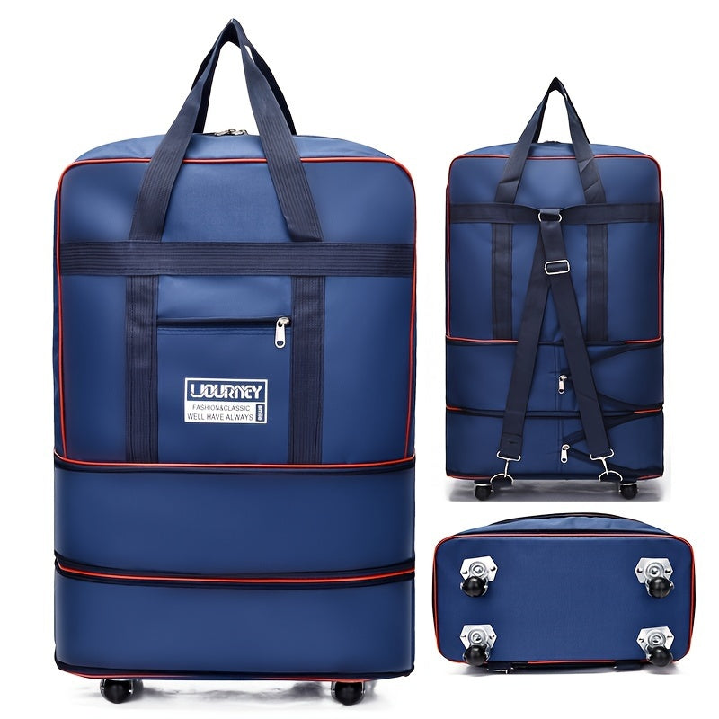 Foldable Travel Luggage Bag with Wheels Expandable Carry-On Suitcase for Business and Travel