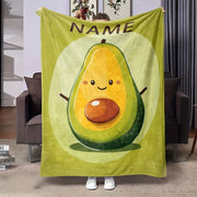 Avocado Flannel Throw Blanket Personalized Custom Character Design Cozy All-Season Knitted Polyester