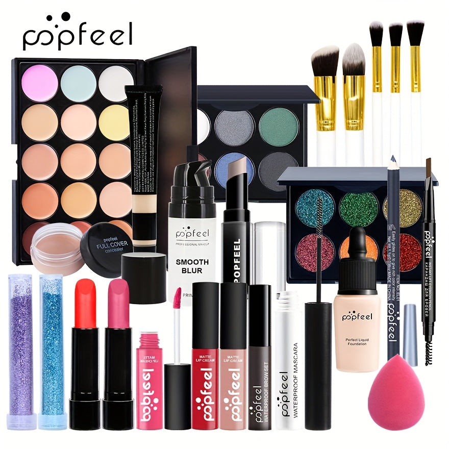 Women's Makeup Kit All-in-One Set With Eyeshadow Lipstick Brush