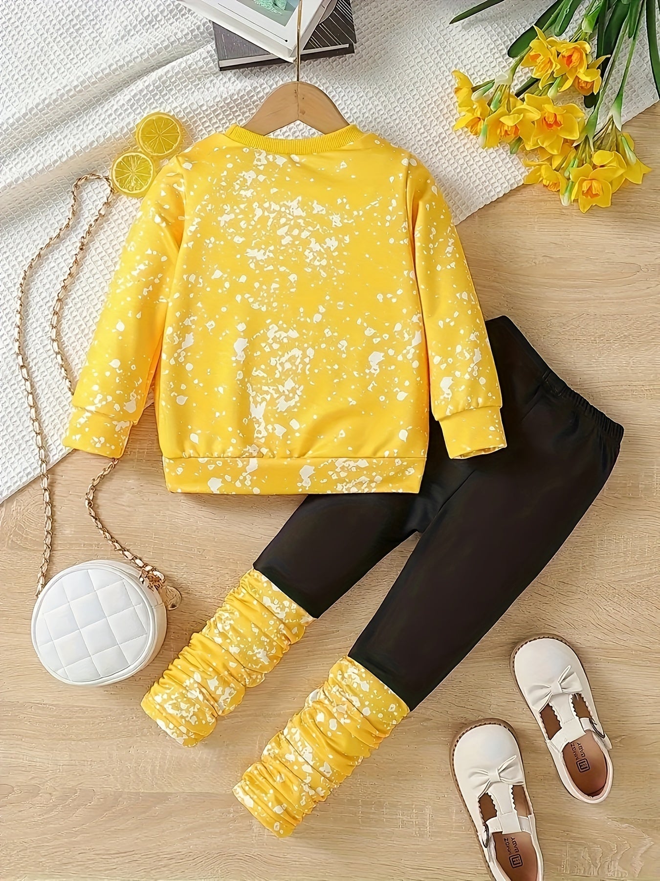 2 dona Qizlar uchun Multfilm Mushuk Dizayni Sweatshirt va Jogger To'plami