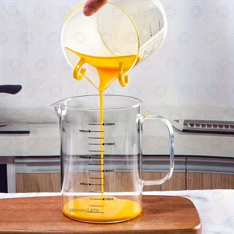 Juego de tazas medidoras de vidrio de borosilicato resistentes al calor, duraderas, para cocina y repostería 33.81oz