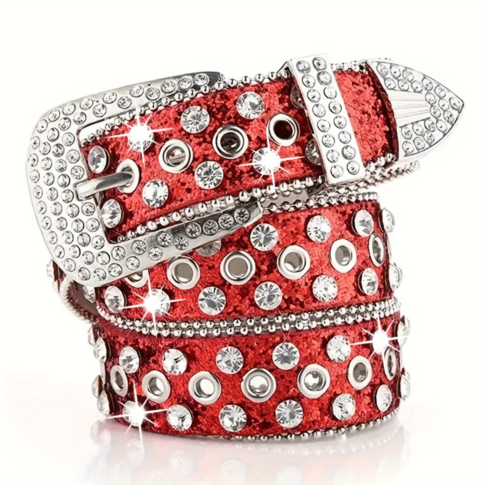 Ayollar uchun Rhinestone Hip Hop kamar, qattiq rangli PU charm, jinsi shimlar uchun