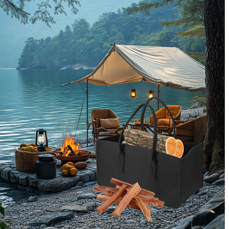 Durable Non-Woven Firewood Tote Bag Square Shape for Shopping Storage