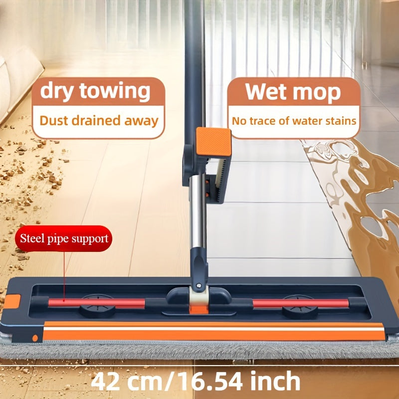 Моп из нержавеющей стали с усилением и дополнительной шириной 41,91 см - мытье без рук, толстый плоский дизайн, идеальный для кухни, ванной, гостиной
