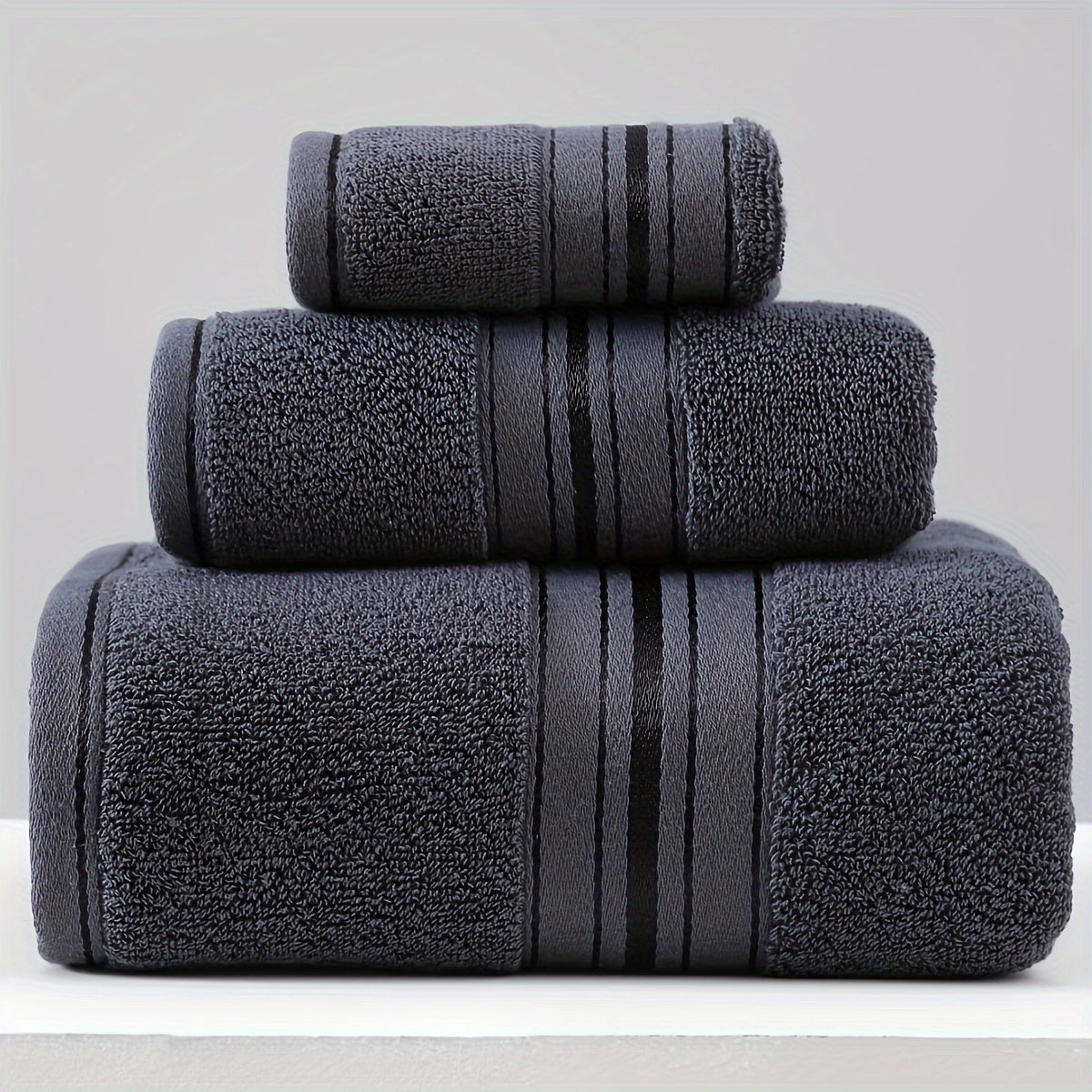 Cotton Towel Set 3 Pieces Includes Washcloth Hand Towel Bath Towel Absorbent Quick-Drying Soft