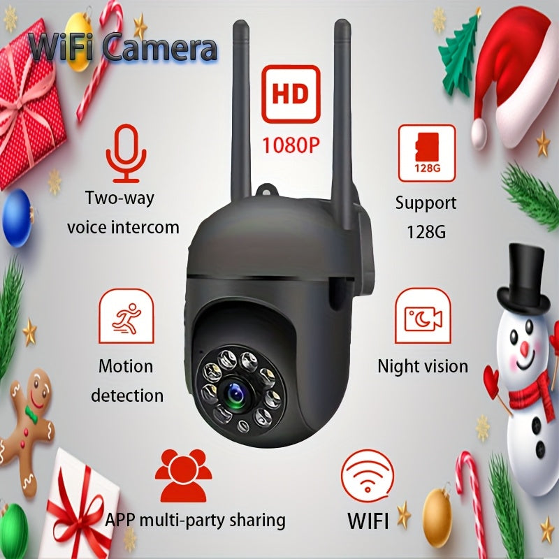 Cámara de seguridad WiFi HD 1080P, visión nocturna infrarroja, audio bidireccional, detección de movimiento, vigilancia inteligente para el hogar