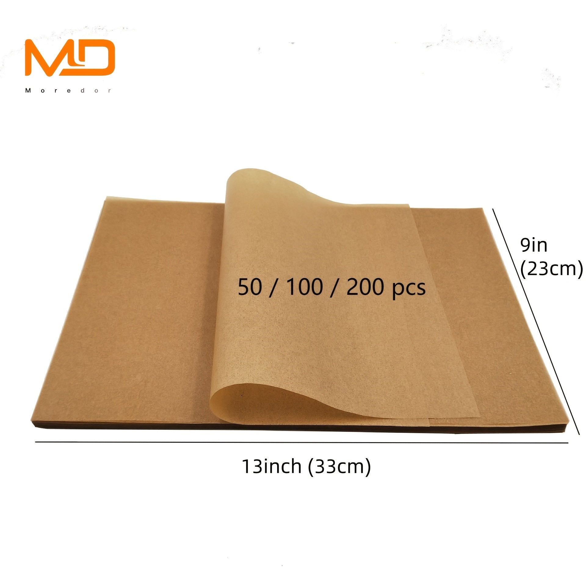 2333 BBQ Бумага 22.86x33.02 см, 50/100/200 шт., предварительно нарезанная антипригарная пергаментная бумага для выпечки, приготовления пищи, гриля, жарки и приготовления на пару - небелёная, подходит для большинства противней.