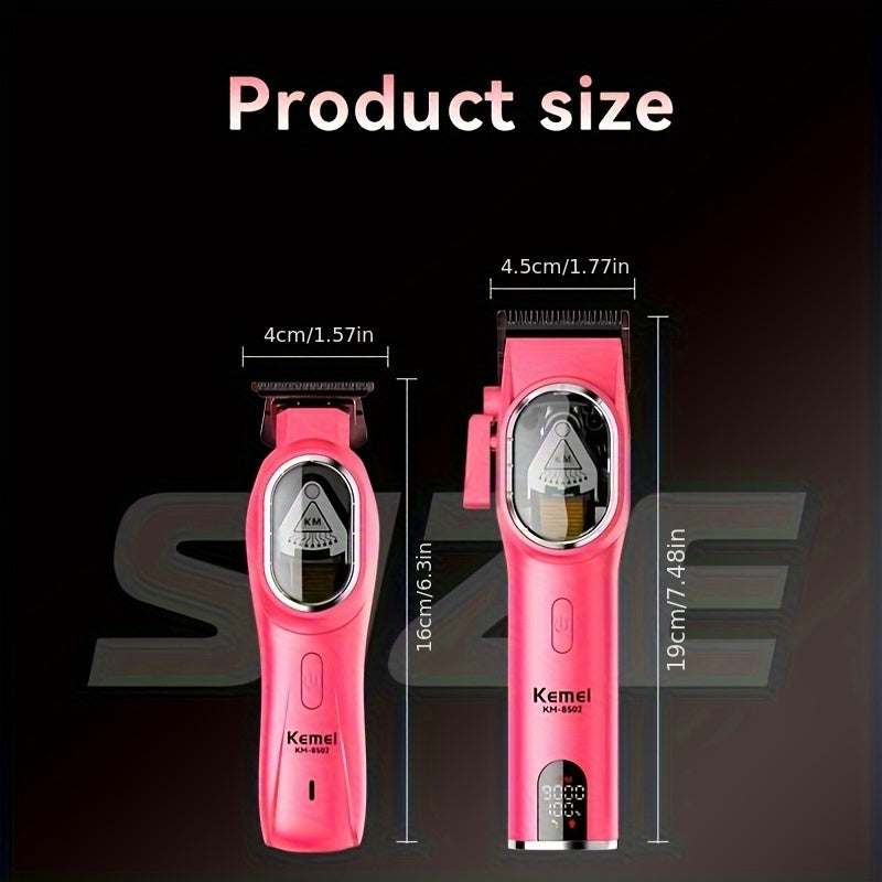 Профессиональный набор для стрижки волос Kemei Km-8502: перезаряжаемый через USB, прозрачный магнитный плавающий мотор, многоуровневая регулировка, лезвие DLC, долговечная литиевая батарея, мощный электропривод