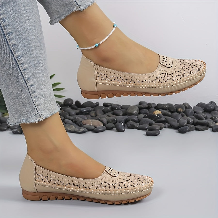 Women's Slip-On Loafers Breathable White Flats Comfortable Soft Sole