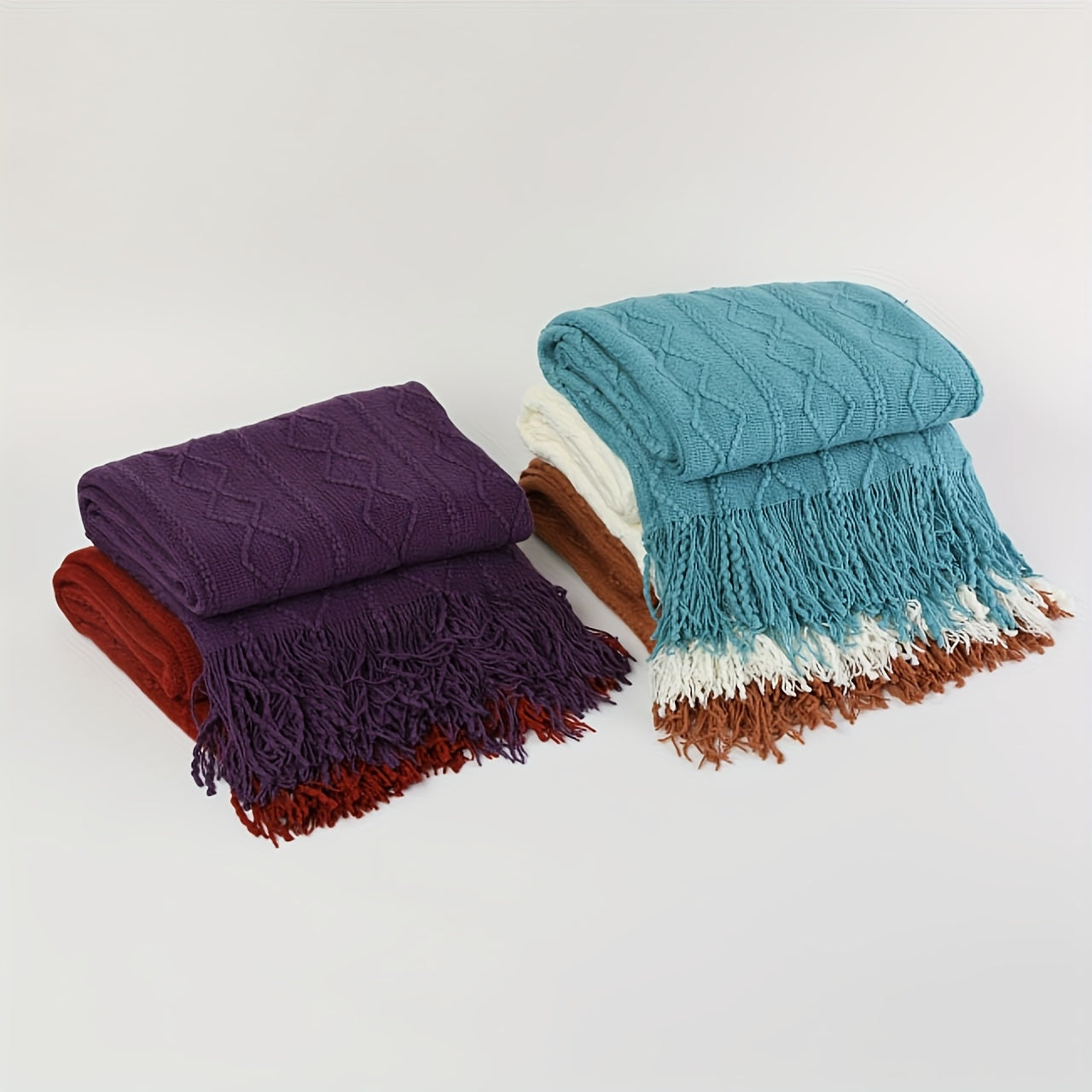 Manta de tejido suave vintage con flecos para sofá, cama y decoración del hogar