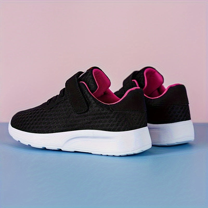 Girls' Breathable Mesh Sneakers with Magic Tape Closure EVA Sole Round Toe for Daily Casual Wear