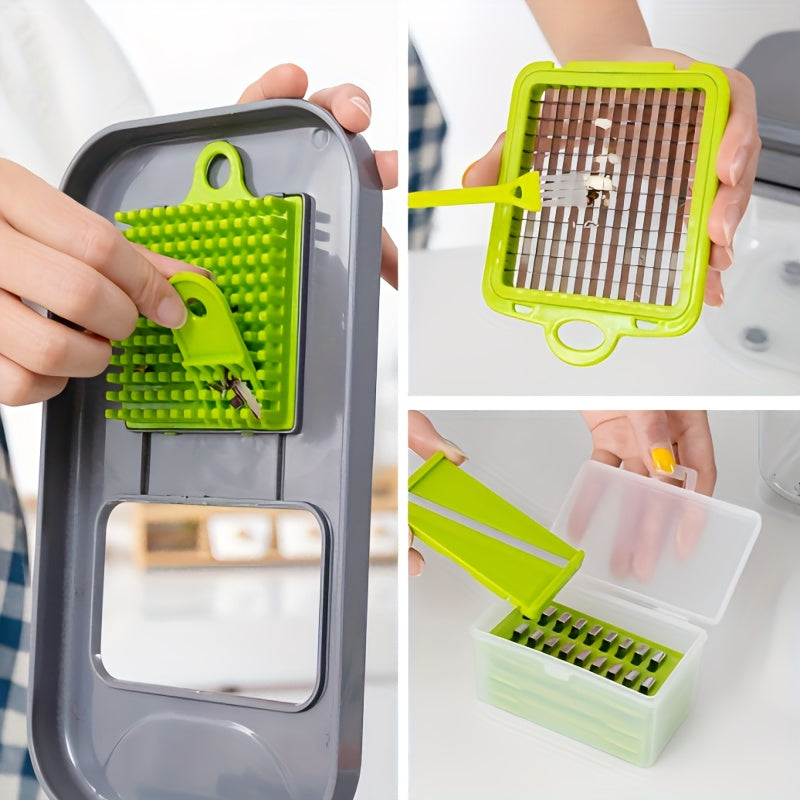 Stainless Steel Vegetable Chopper Set 25 Pieces Manual Food Processor for Onions Potatoes