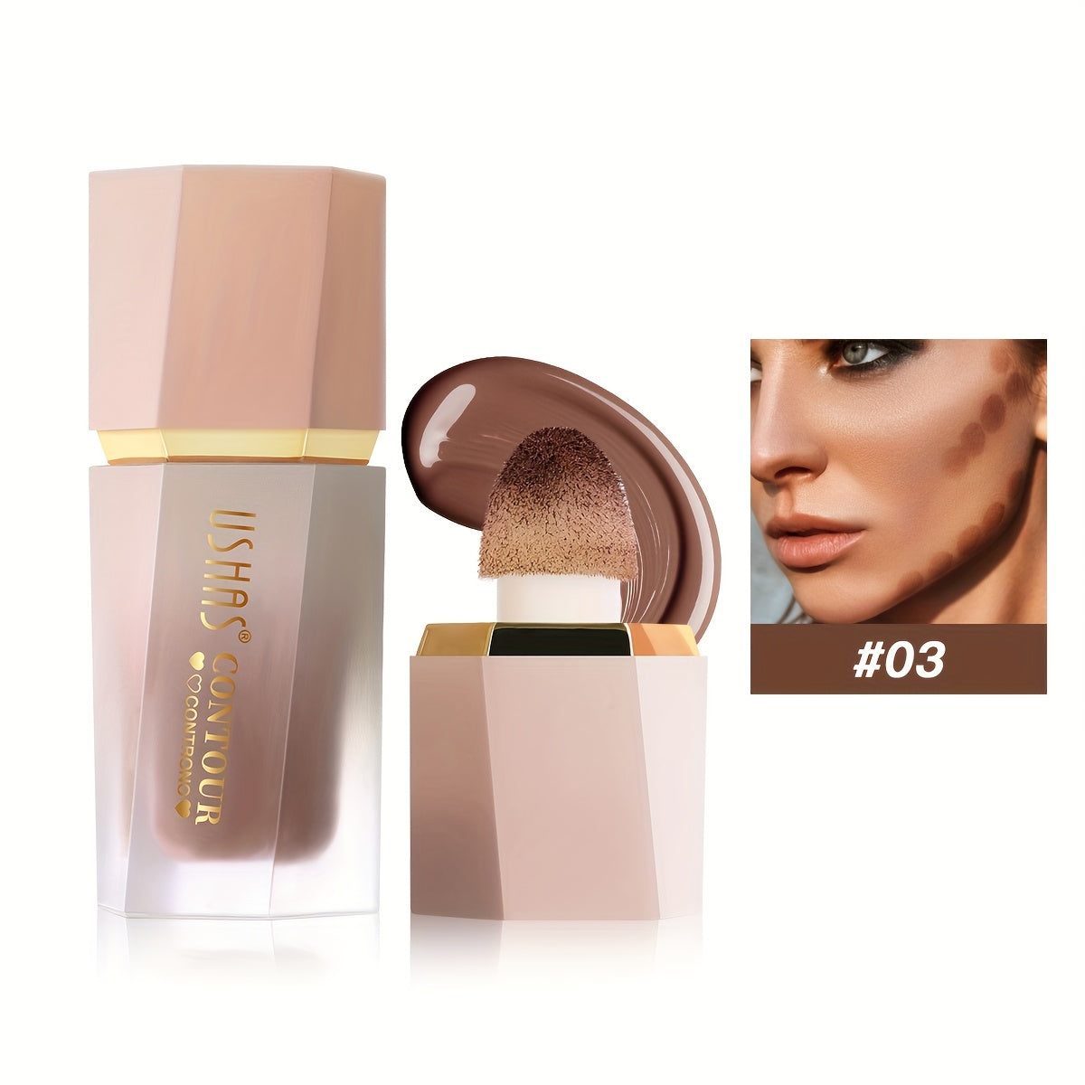 Corrector líquido para rostro de mujer y contorno - Hidratante, a prueba de agua, con aplicador de esponja