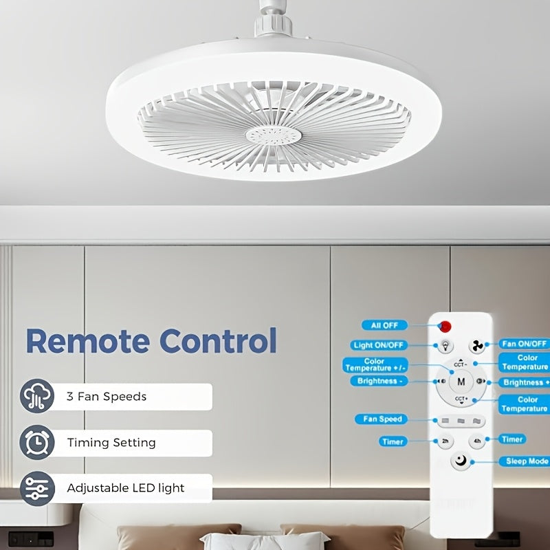 Ventilador de techo LED sin aspas con regulación de 17 modos y control remoto de luz, para uso en interiores, moderno, empotrado