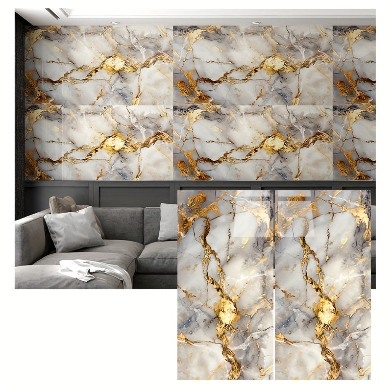 3D Imitation Marble Ceramic Wall Stickers Self-Adhesive for Home Decoration 10/22pcs
