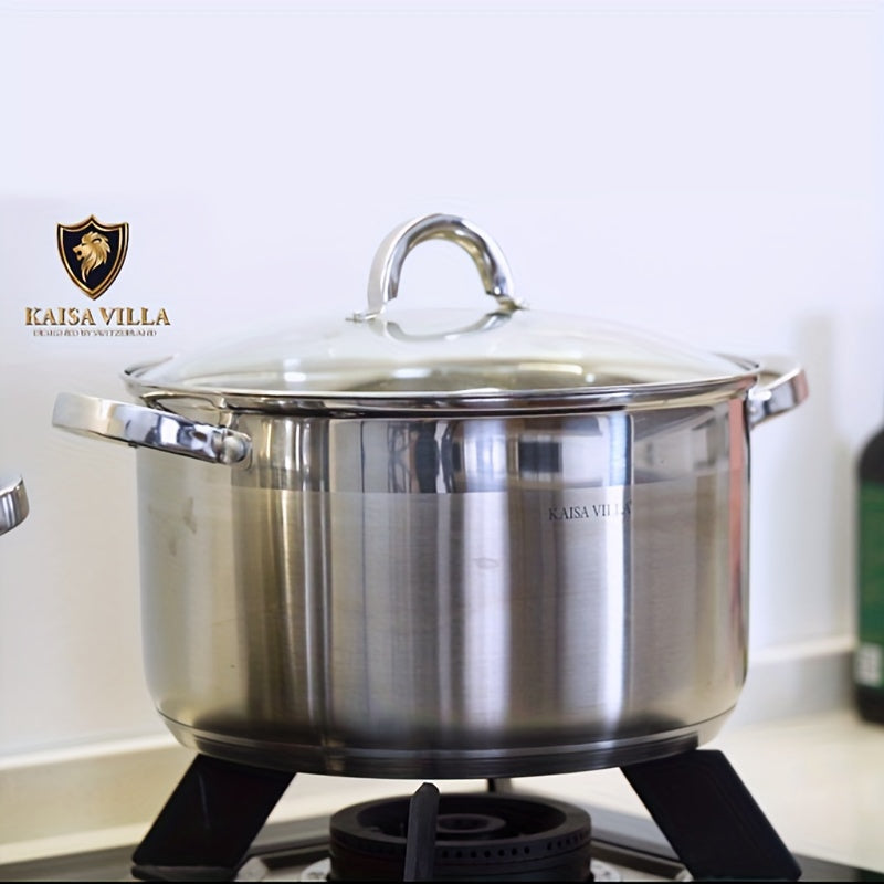 Stainless Steel Soup Pot Double Ears Thickened 5-Layer Bottom for Gas Stove and Induction