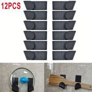 12 Pack No-Drill Plastic Pot Lid Holders Wall Mount Kitchen Storage Organizer