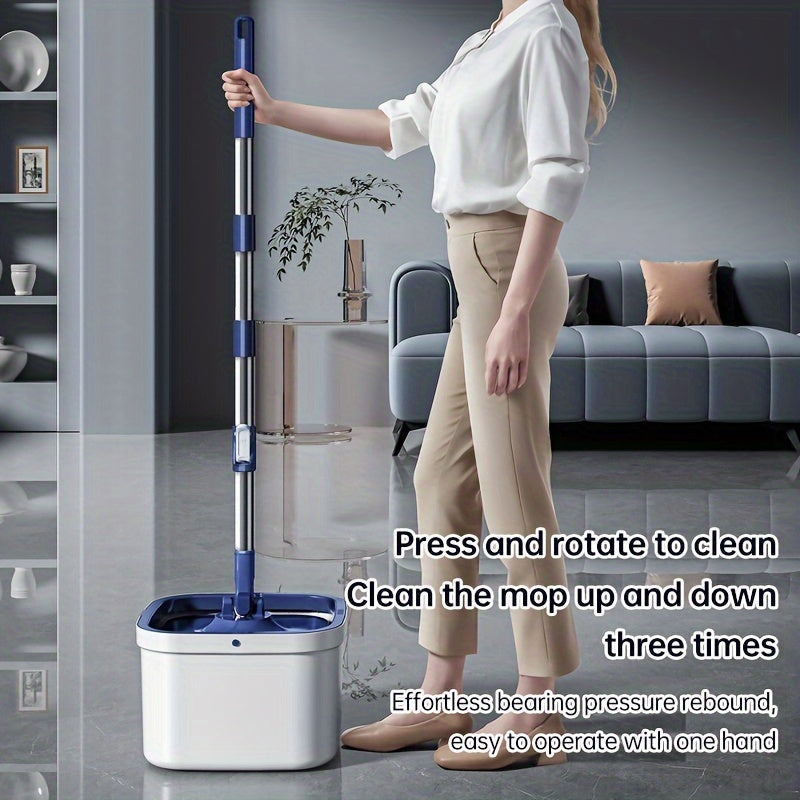 Stainless Steel Flat Mop Set with Detachable Handle and Microfiber Pads for Floor Cleaning