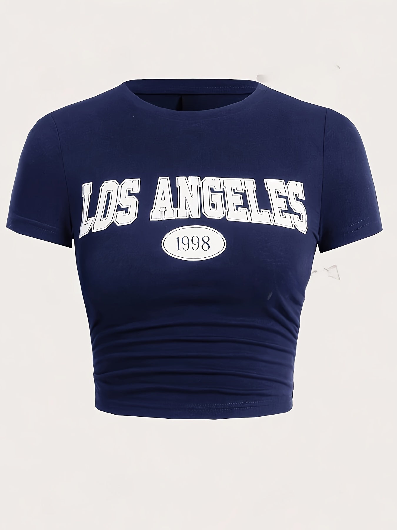 Women’s Y2K Style Crew Neck Crop T-Shirt Short Sleeve Alphabet Print Spring Summer