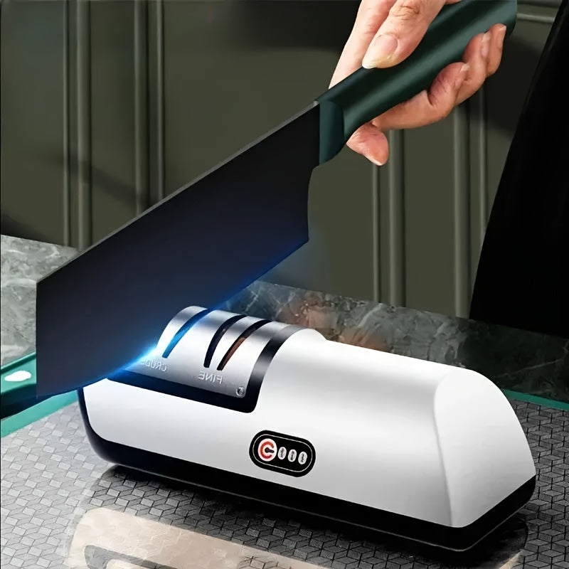 Rechargeable Kitchen Knife and Scissors Sharpener with Digital Display and USB Charging