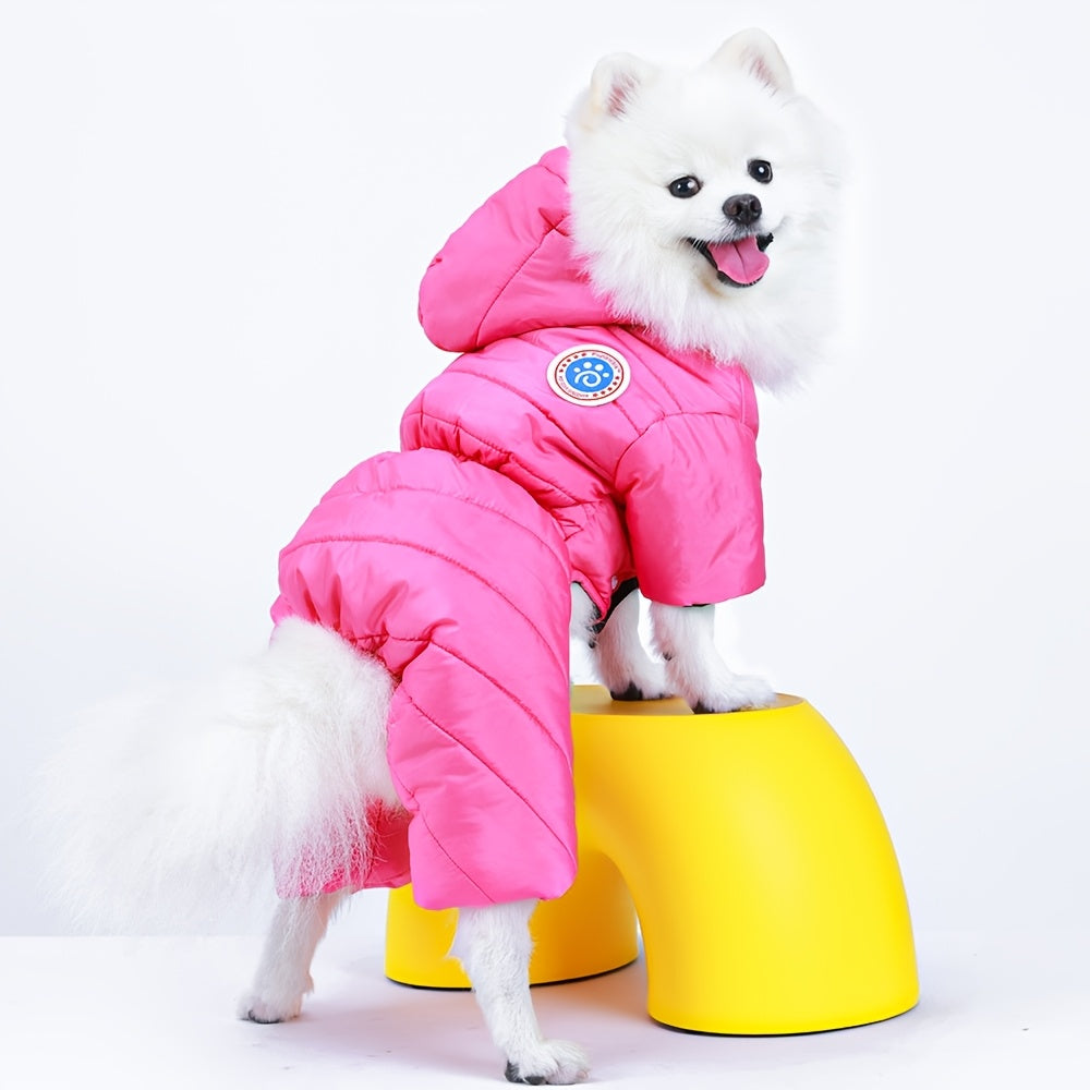 Waterproof Winter Dog Jacket for Small to Medium Breeds Yellow Hooded Insulated Coat