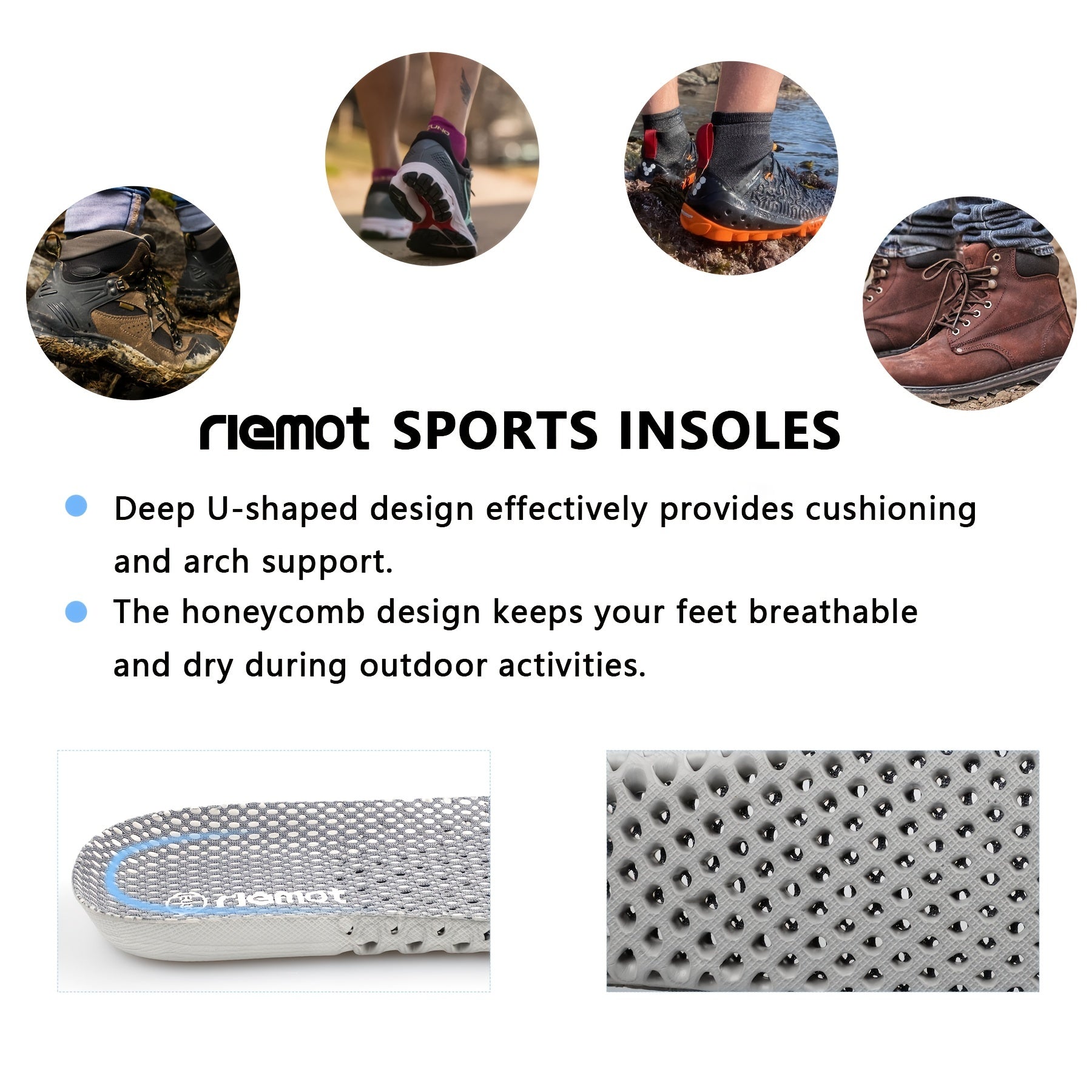 Unisex Breathable EVA Sports Insoles Arch Support Cushioning Shoe Inserts