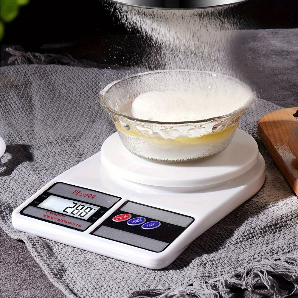 White Digital Kitchen Scale for Cooking and Baking with Easy-to-Read Display